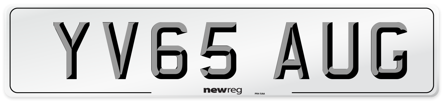 YV65 AUG Number Plate from New Reg
